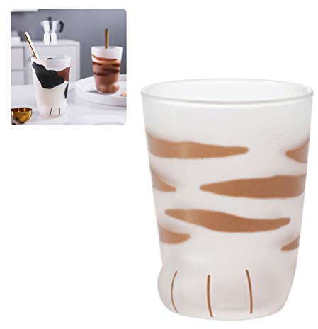 Kagodri Tasse en verre en forme de griffe de chat, dessin animé transparent, mignon, griffe de chat, tasse de café, tasse de café, tasse de petit déjeuner, tasse de lait