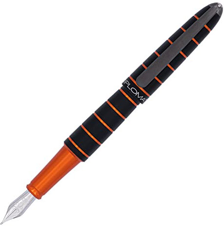DIPLOMAT ELOX Füllfederhalter 14CT M/Handgefertigt/Feder aus 14-Karätigem Gold/mit Geschenkbox/Füllhalter Füller Fountain Pen/Füllfederhalter/Farbe: Schwarz Orange