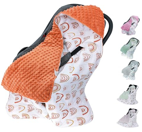 Miracle Baby Einschlagdecke Babyschale Winter Baumwolle Reversible Decke Universal Kuscheldecke 90x90cm für babyschale Kinderwagen mit 8 Punkt Gurt Löcher