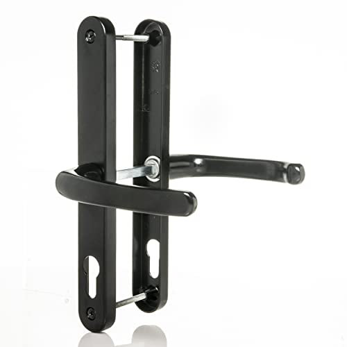 70mm PZ UPVC Door Handles Set Suits Cego Locks - Black - Lever/Lever - 70mm PZ (Centres) - 215mm Screw to Screw - Backplate 245mm X 32mm - UPVC Door Handle - Black Replacement PVC Door Handle