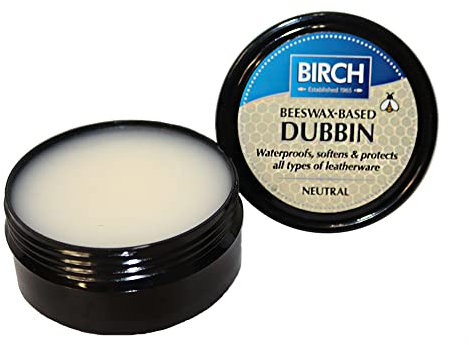 BIRCH Wax Grease Dubbin Beeswax Polish 85ml - Waterproofs Softens And Preserves Leather - For Leather Shoes Boots Equestrian Saddles Horse Tack Leather Goods Protector - Neutral