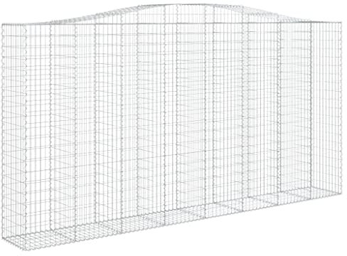 vidaXL Arched Gabion Baskets, 3 pcs Set, Made from Galvanised Iron, Suitable for Outdoor Use with Rocks or Gravel, Silver Colour, Large Size