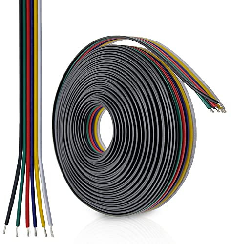 LedNord LED Strip Verbinder 6-polig für RGB, RGBW & RGB CCT (10m Kabel, 6 pin) - RGB LED Streifen Connector & Verlängerung - Flachbandkabel 6 adrig für 3, 4, 5, 6 Pin LED Anschlusskabel