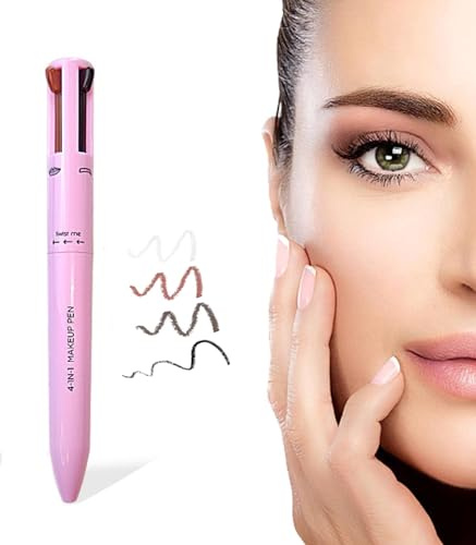 4-In-1 Makeup Pen, FaJoek Wasserfester Multifunktions-Schminkstift, Pen Pal Makeup, Eyebrow Pencil & Eyeliner & Lip Liner & Highlighter Pen, 4-in-1 Make-up Stift