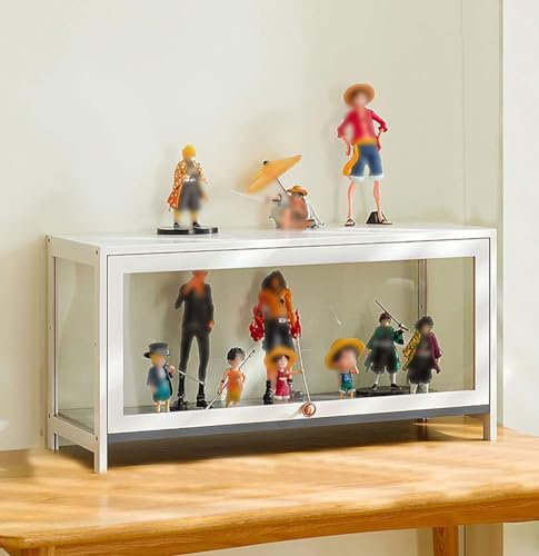 Vitrinenschrank Sammlervitrine Standvitrine Modern Durchsichtig Acryl Vitrine Schaukasten Standvitrine Staubdicht für Actionfigur Modell (Farbe : White 1 Shelf, Größe : 80cm)