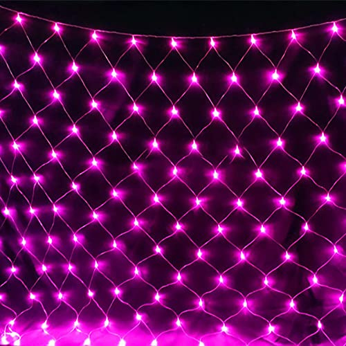 WxiaoD Guirlande Lumineuses Filet, LED Filet Lumineux Extérieure 8 Modes, IP44 Étanche Extérieure pour Chambre Noël Mariage Soirée Maison Jardin… (3x2M 200LED, Rose)