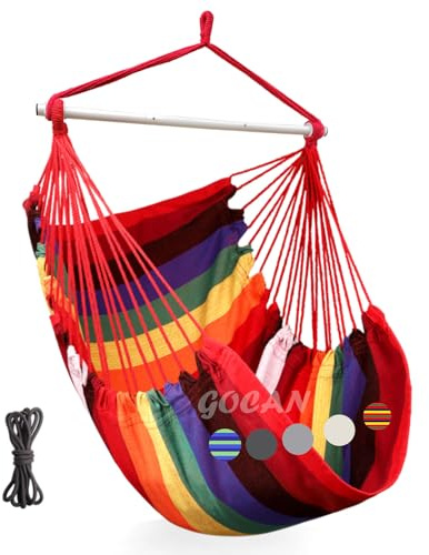 GOCAN Hamaca grande 150 x 110 cm, peso máximo de 150 kg, algodón, rojo (silla colgante)