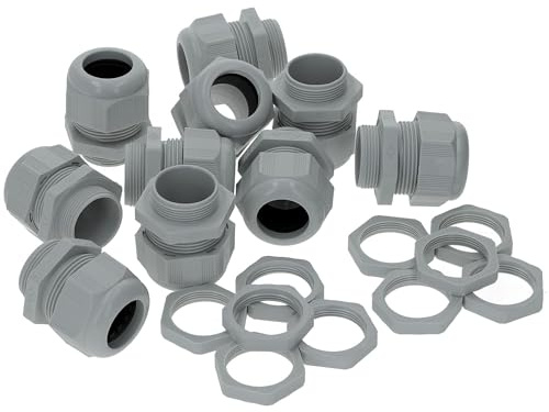 Kalitec 10x Pressacavo PG16 in Plastica - Passacavo IP68, 7-14mm, Grigio | Set da 10 pezzi con controdado, impermeabile IP68, privo di alogeni, ideale per quadri elettrici e industria