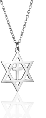 VASSAGO Halsband med davidsstjärnan, talisman, rostfritt stål, hänge, judisk sexkant, israelitiskt smycke för män, Adjustable, Rostfritt stål, Ingen ädelsten