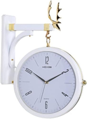 Retro Bahnhofsuhr Sided Silent Wall Clock Two Faces Wall Hanging Clock Digital Mute Living Room Wall Quartz Clock for Zuhause, Wohnzimmer, Schlafzimmer, Arbeitszimmer, Küche, Wohnkultur ( Color : G )
