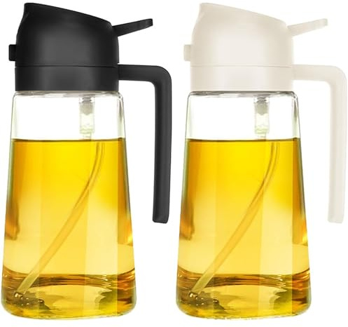 GXIQYL 2Pcs Oil Dispenser Bottles,2 in 1 Olive Oil Dispenser Oil Sprayer for for Kitchen Cooking,470ml Olive Oil Bottle Oil Dispensing Oil Sprayers for Cooking Salad Barbecue Frying