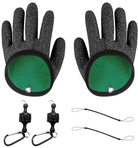 Carreneu Angelhandschuhe,Landehandschuh Hecht,wasserdichte Angelhandschuhe,Wird mit 2 Paar Magnetschnallen Geliefert,Schnitt Landehandschuh Hecht,für Den Sicheren Umgang mit Hecht,Zander,Wels