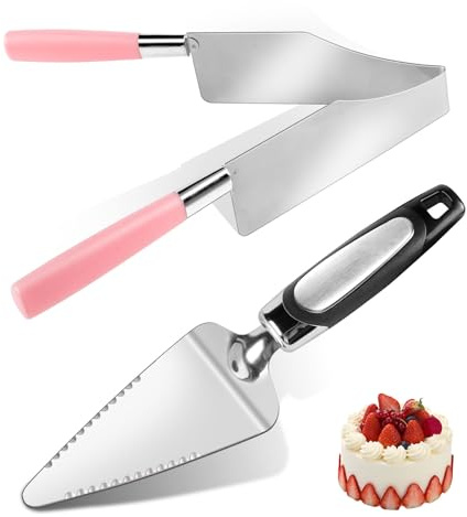 2 Pcs Cake Slicer Cutter and Multi Function Cake Server Stainless Steel Set for Cutting and Serving Desserts, Brownies, Pizza Cake Spatula
