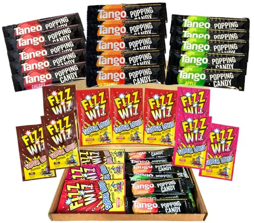 Ultimate Popping Candy Bundle | 24 Pack Fizz Wiz & Tango Variety Box | Includes Every Flavour | Strawberry, Cherry, Apple, Orange & Cola | Vegetarian & Halal Sweets | Letterbox Sized