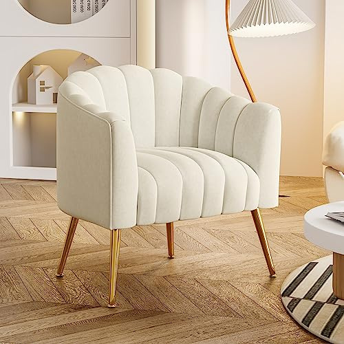 SEYNAR Oversized Pumpkin Couch Accent Chair, Modern Comfy Velvet Upholstered Barrel Chairs, Luxury Single Sofa Armchair for Living Room, Waiting Room, Office and Vanity,