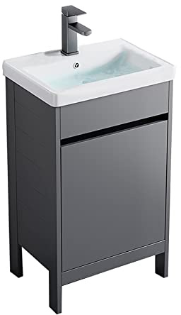 HADECOLL Mobile lavabo per Bagno con Mobile， Vasca da Lavanderia a Pavimento， Mobile lavabo Moderno， Stazione di Lavaggio， Ripiani portaoggetti per lavabo con Porta e，Cabinet-43 * 36cm/16.9 * 14in