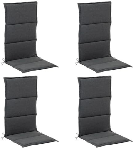 Gartenstuhlauflagen - Anthrazit - Hochlehner - mit Stehsaum - 4er Set