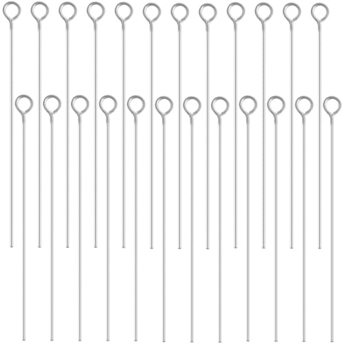 400 Stück Kettelstifte Edelstahl Nietstifte Silber Kettelstifte Stecknadeln Kopfstifte Nietstifte mit Öse Kugelkopfstifte für Ohrring Anhänger schmuckherstellung