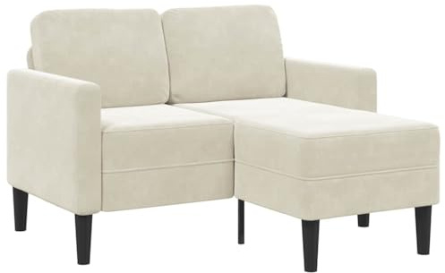 ChicAbode 2-Sitzer Sofa mit Chaiselongue L-Form Creme 125cm Sofa für Schlafzimmer Polstersofa Loungesofa Sitzmöbel Polstermöbel Designsofa Wohnzimmersofa Samt
