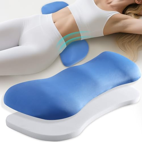 QUTOOL Lumbar Support Pillow for Bed - Lower Back Support Pillow, Memory Foam Bcak Support Cushion for Side, Back & Stomach Sleepers -Lumbar Support for Office Chair, Car, & Sofa, Blue