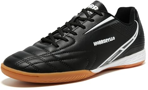 HORRSEYLLO Men's Indoor Soccer Shoes for Futsal Activities Women's Flat Outsole Trainer Rubber Shoes Athletic Training Sneaker