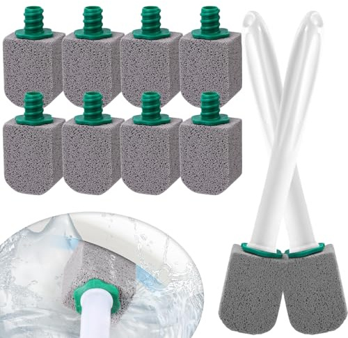 10 Pezzi pietra pomice wc,con 2 manico,pietra pomice per pulire,disincrostante wc per ceramica,Pulisce efficacemente le macchie più ostinate (Con 2 Manico Nero)