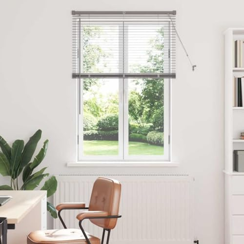 INLIFE Fensterjalousie mit Vorhängen Manuell Silber Aluminium,Heim & Garten,Dekoration,Fensterdrapierung,Jalousien & Rollos,Silber,1.28 KG,42005896