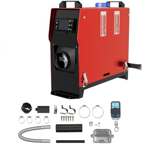 YRHome 12V 8kW Dieselheizung Standheizung Diesel Lufterhitzer mit LCD-Display, Fernbedienung & drehbarem Luftauslass – Auto, LKW, Wohnmobil, Boot, PKW, Anhänger Heizgerät Rot