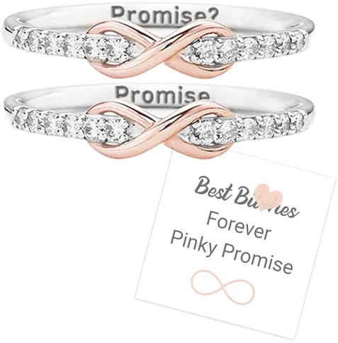 Forever Pinky Promise Infinity Rings, Best B Besties Matching Open Band Rings, Best Friends Forever Bff Friendship Ring, Dainty Jewelry Gift for Women, Friendship, Birthday Jewelry Gift (Clear)