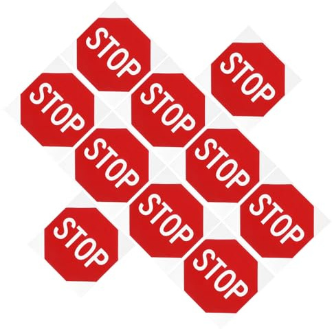 SHINEOFI 10 Adesivi Cartello di Stop del Traffico Rossi Autoadesivi Resistenti alle Intemperie per Sicurezza Stradale Uso Interno ed Esterno Segnale di Avvertimento per Uffici Scuole