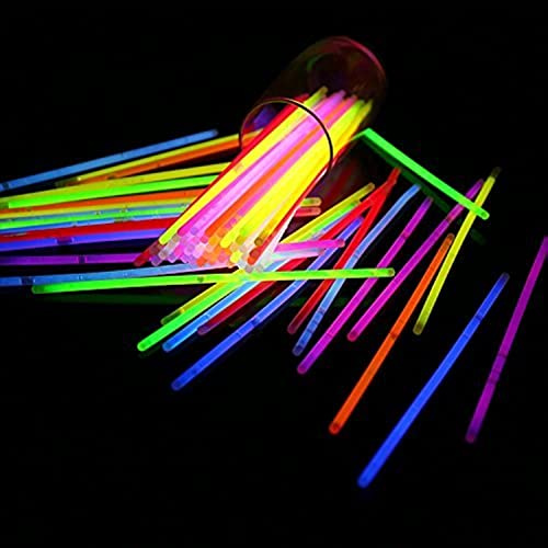 Generic V_GS-Mix 8 Inch Sticks Packs Bracelets Necklaces Neon Light Fluorescent 50 Pieces Glow-in-The-Dark Fun Party Accessory, Multi Colour