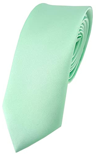 TigerTie - schmale Satin Krawatte in mint Uni einfarbig