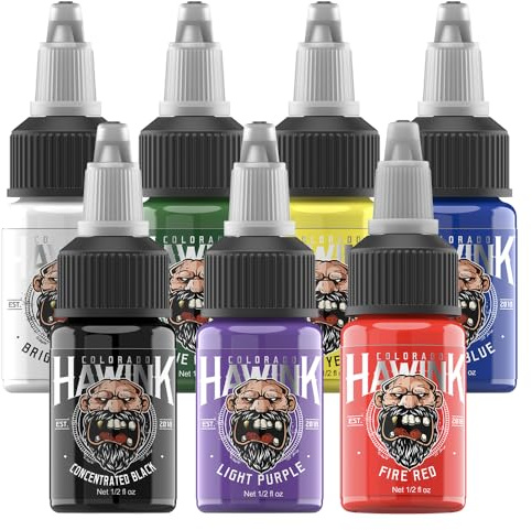 HAWINK Tattoo Farbe Ink Set 0.5oz(15ml) 7 Bottles Tattoo Zubehör Kit TI203EU-15-7