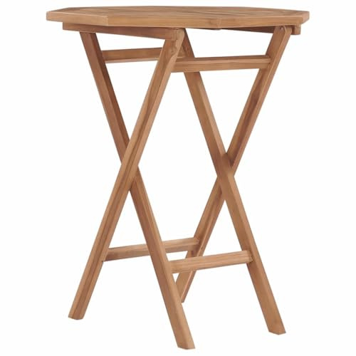 vidaXL Teak Massiv Gartentisch Klappbar Holztisch Klapptisch Balkontisch Esstisch Gartenmöbel Teaktisch Terrassentisch Bistrotisch 60x60x75cm