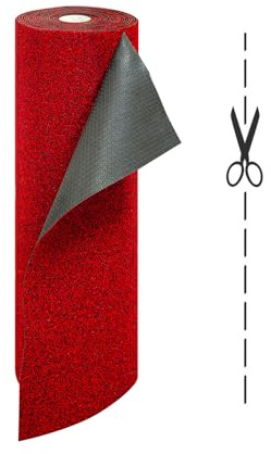 OLIVO.Shop - Felpudo exterior de goma, alfombra de entrada exterior, efecto jaspeado, felpudo de coco sintético a medida, rollo de jardín rojo (90 x 100 cm)