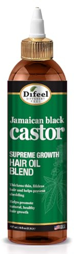 Difeel Jamaican Black Castor Supreme Growth Hair Oil Blend, 8 oz – Thickens | Thickens Hair, Reduces Shedding, Promotes Healthy Hair Growth & Shine