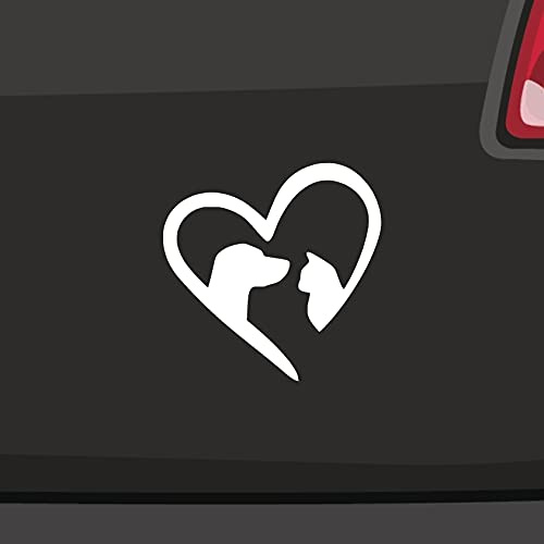 Katzen und Hunde Aufkleber -6 Größen- Auto Plott Sticker Cat Liebe Love Heart in 6 Größen und 21 Farben