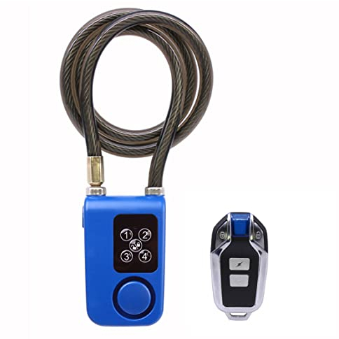 Mengshen Bike Alarm Lock, Wireless Anti-Theft Burglar for Bicycle Motorcycle Door Fence Gate Scooter Baby Stroller with 31 Inch Cable Length IP55 Waterproof Remote Control Included (Blue)