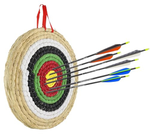 Flitzebogen Zielscheibe Bogenschießen - Strohzielscheibe Natur 50x50x5 cm 3-lagig für Kinder Anfänger Fortgeschrittene für Pfeil und Bogen Armbrust Ziel