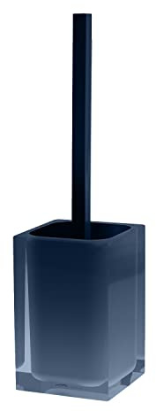 Gedy Auckland Scopino Bagno WC in Resina in Finitura Blu petrolio, Scopino WC con Ciuffo in Setole Nere di Nylon, Scopino WC d'appoggio