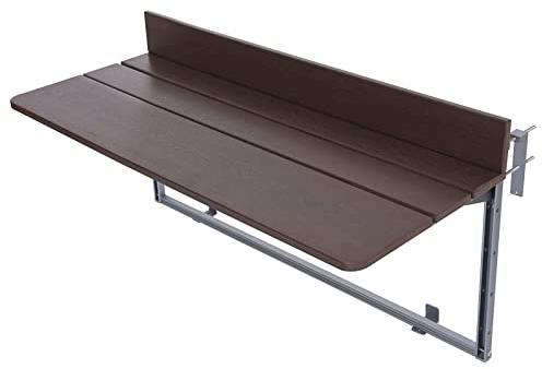 Gdmokle Table de Balcon Rabattable, Table Suspendue avec 5 Hauteurs Réglables pour Extérieur Jardin Terrasse, Table en Profilé D'aluminium Pliante de Garde-Corps