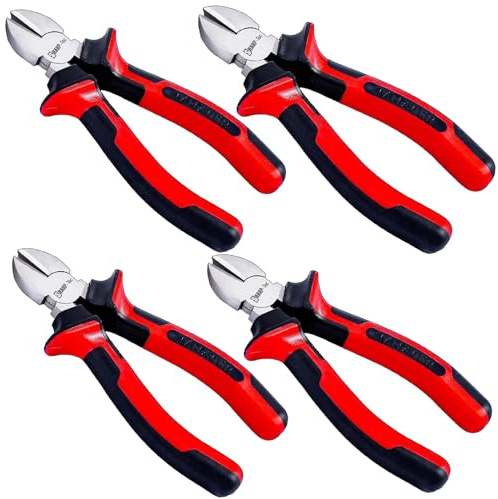 Sharp-tec 4Pcs Wire Cutters Set, 160mm Side Cutters with Anti-Slip Handle, 6-inch Professional Diagonal Cutting Pliers for DIY, Household, Workshop