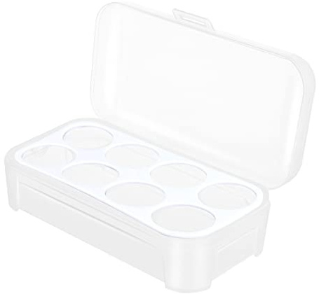 Eierbehälter für Kühlschrank 8 Eier Pp Weiß Transparent | Spezialverschluss, Tragbar für Camping und Picknick, Kompakte Aufbewahrungsbox