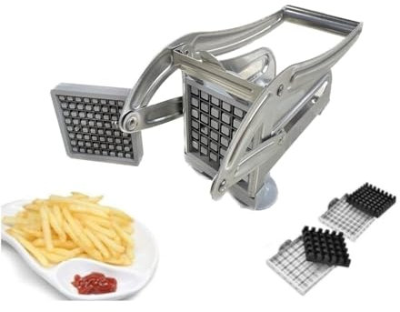 Taglia Patate Acciaio Inox Affettatrice Manuale con Lame Tecnologia Antiscivolo Taglia Verdure Taglierino Accessori per Friggitrice