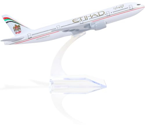 QIYUMOKE 1/400 für VAE Metall 777 Modellflugzeug mit Ständer | 6 Flugzeugmodell für erwachsene Luftfahrtsammler, als Tischdekoration oder passendes Reisesouvenir-Geschenk