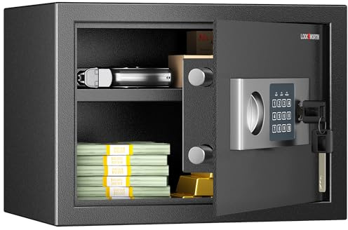 Locksworth Safe for Home, 0.6 Cubic Feet Safety Box, Lock Box for Money, Jewelry, Documents and Guns, Digital Security Safe for Office, Hotel and Personal Use, 13.8W x 9.8D x 9.8H
