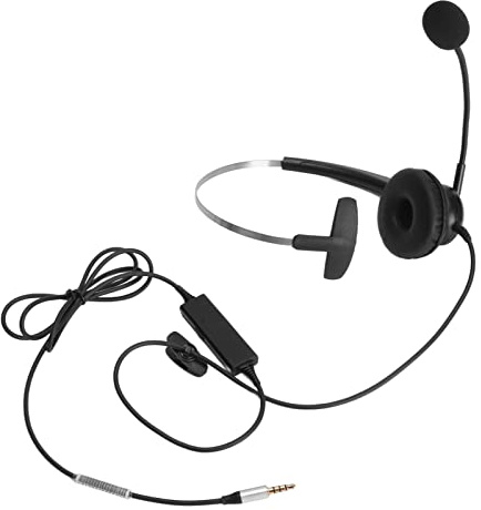 Qcwwy Auriculares con Cable, Ajustables, Ligeros y con Micrófono para Centro de Llamadas, Auriculares Mono para Ordenador (Interfaz única de 3,5 mm)