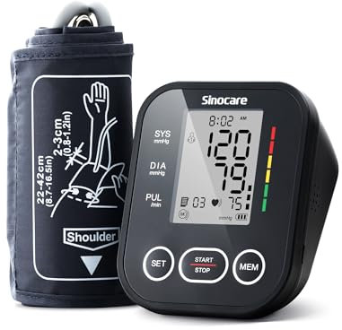Misuratore Pressione da Braccio Diditale, Sfigmomanometro a casa, Misurazione Automatic di Pressione Arteriosa e Battito Cardiaco Schermo LCD,Monitoraggio della Frequenza Cardiaca