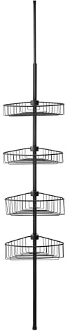 TATAY Etagere Salle de Bain Telescopique 4 Paniers | Aluminium anticorrosion et anti-humidité | Système à pression | Supporte 40kg | Etagere Telescopique Douché Ajustable – 35,5x21,5x27cm – Noir