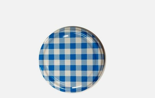 GLASS JAR LIDS, 82MM, TWIST OFF BLUE GINGHAM PATTERN, PACK OF 10-ACID PROOF MAKE SURE THEY ARE CORRECT SIZE BEFORE PURCHASE !!!